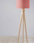 Coral and Grey Drum Lampshade, Mid-Century Modern Retro Shade for Table, Floor or Ceiling Pendant Light