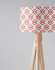 Coral and White Drum Lampshade, Geometric Design Shade for Table, Floor or Ceiling Pendant Light