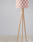 Coral and White Drum Lampshade, Geometric Design Shade for Table, Floor or Ceiling Pendant Light