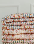 Cotton Quilted Patchwork Blanket and Pillow Set Summer Garden