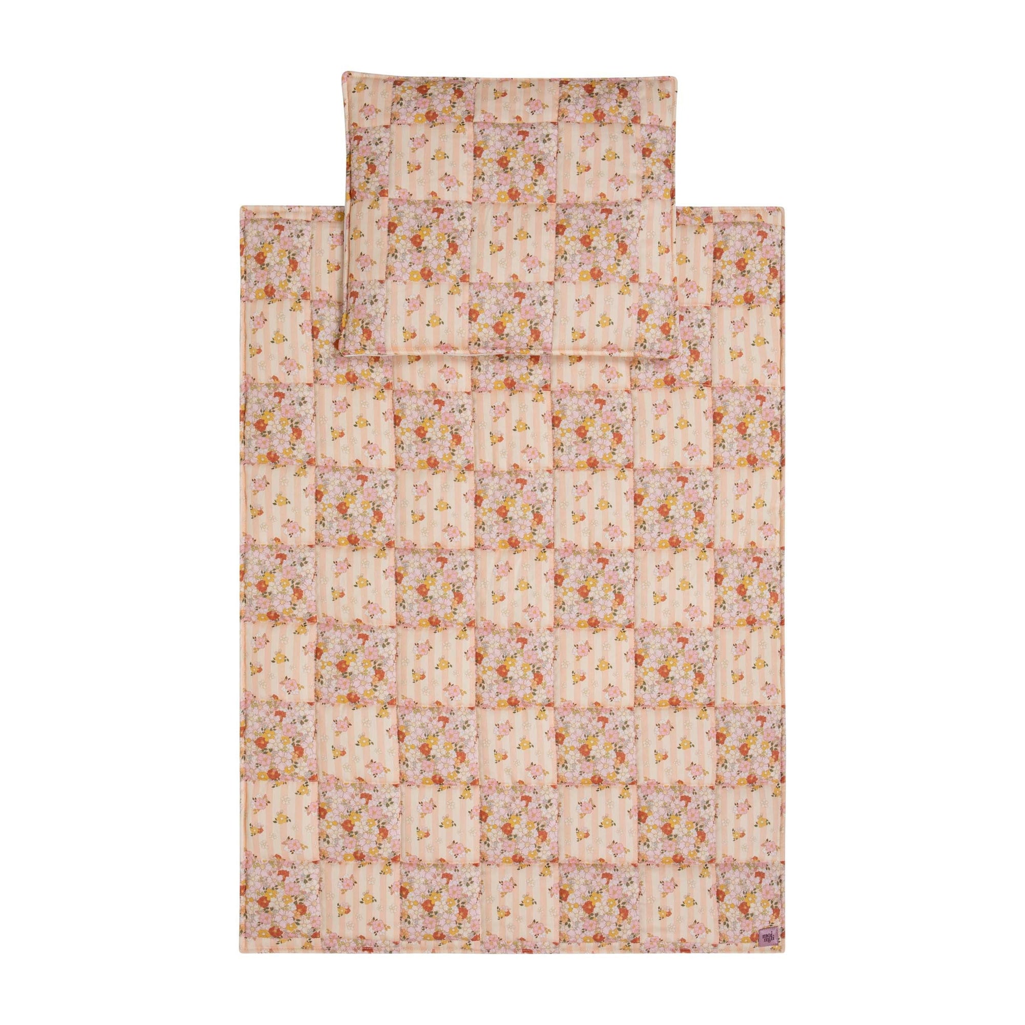 Cotton Quilted Patchwork Blanket and Pillow Set Spring Garden