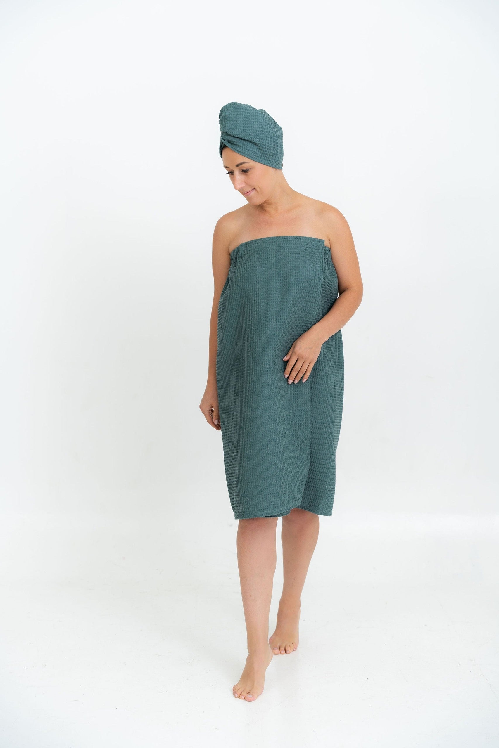 Cotton Waffle Sauna Wrap with Velcro Closure