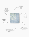 Cranberry Blue And White Hand Blocked Tablecloth