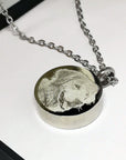 Personalised Cremation Ashes Necklace – Photo Engraved Stainless Steel Urn Pendant
