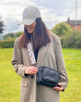 Crossbody Dog Walking Bag - Vegan Leather Black