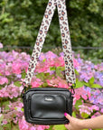 Crossbody Dog Walking Bag - Vegan Leather Black