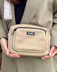 Crossbody Dog Walking Bag - Vegan Leather Tan