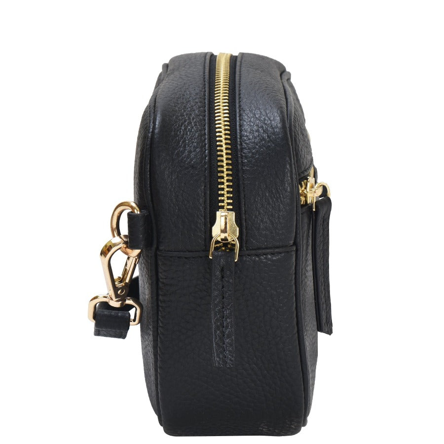 Black Convertible Leather Cross Body Camera Bag Ethical Responsible Handbag Brand Brix and Bailey