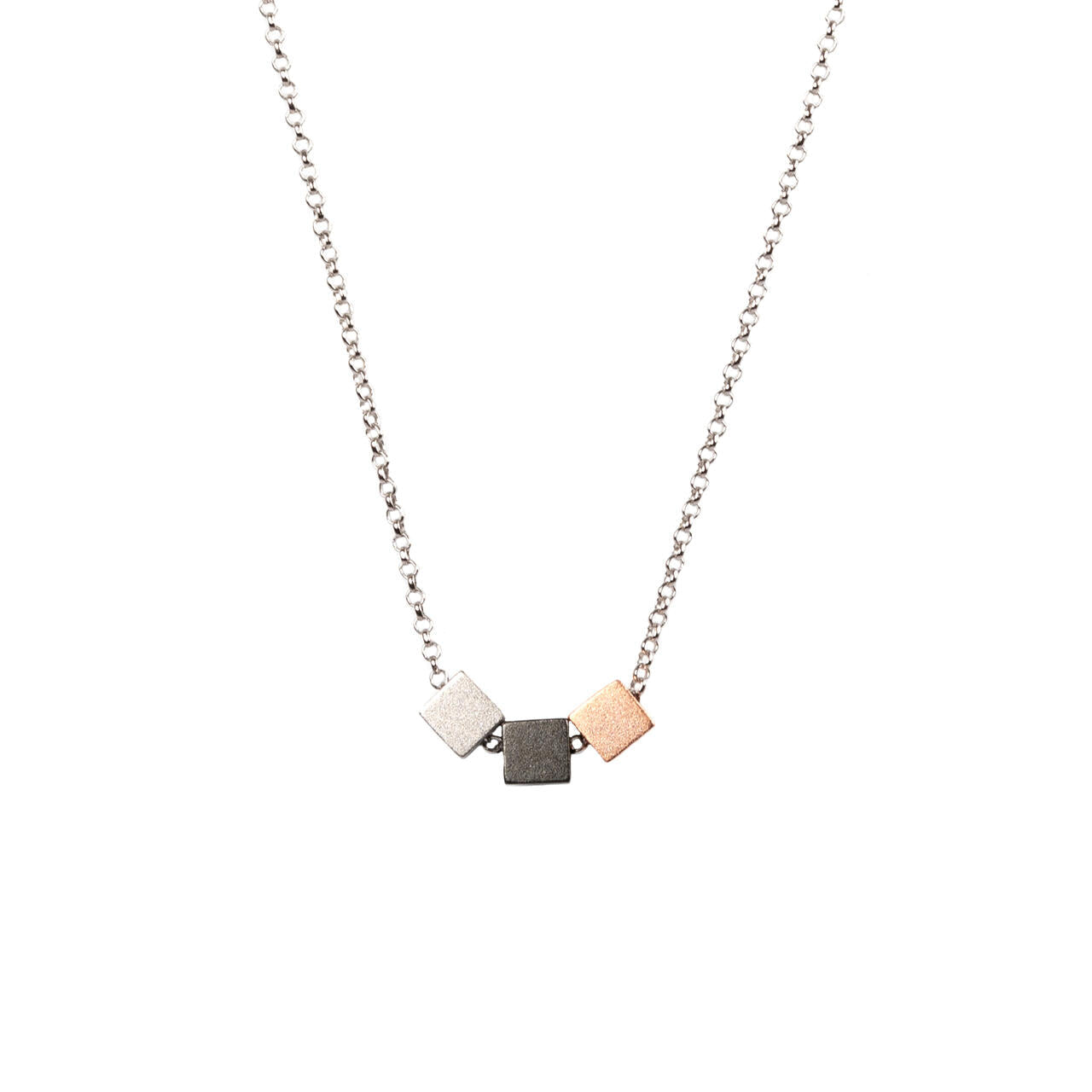 Elegant Satin Cube Choker – Rhodium & Rose Gold Plated by MyaMoon at www.brixbailey.com