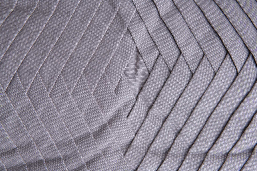 Luxury organic cotton pleated cushion covers, grey, premium handcrafted chambray weave, 50x50 cm, set of 2, stylish and durable by Karpāsa London at brixbailey.com