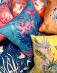 Navy Floral watercolour art Cushion 'Midnight' double sided design, made from Vegan friendly Suede