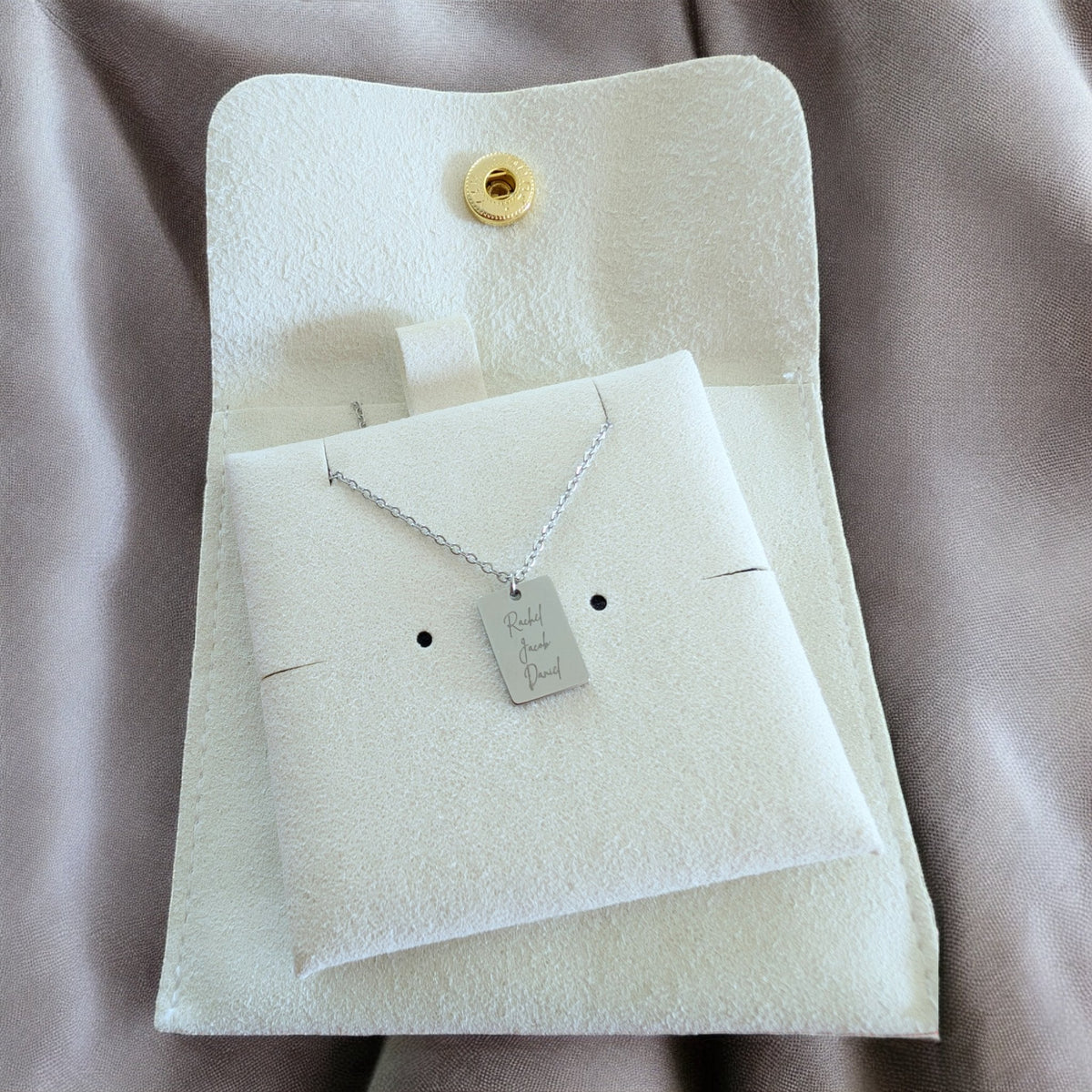 Custom engraved tiny tag necklace