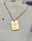 Custom engraved tiny tag necklace