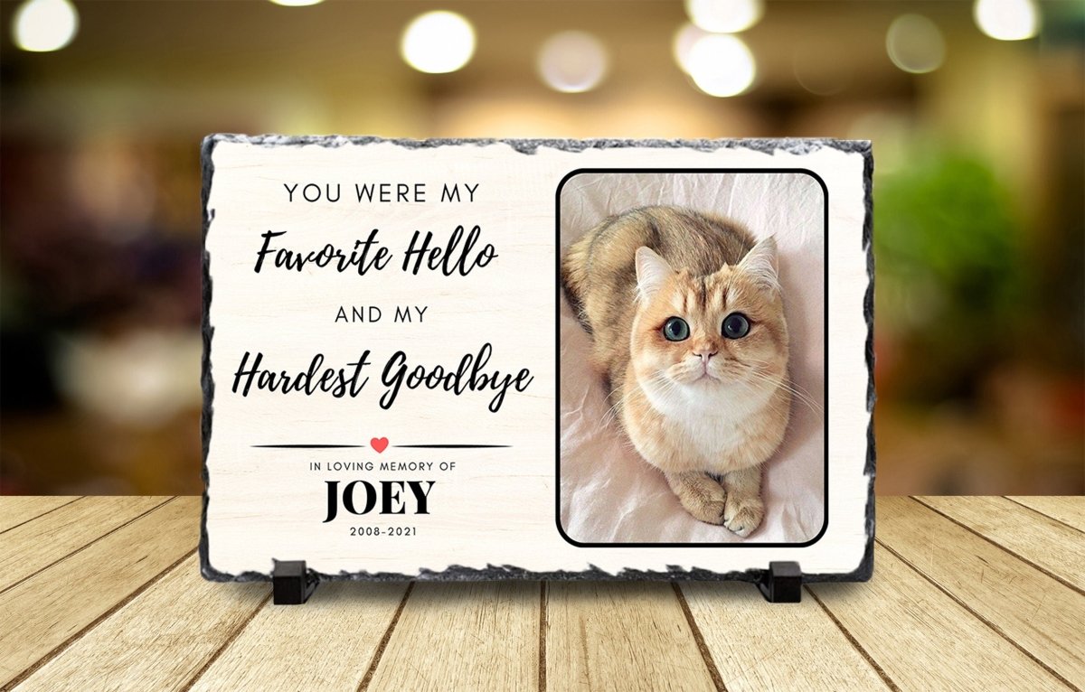 Custom Pet Memorial - Personalised Pet Plaque on Natural Slate | Engraved Rock Tribute