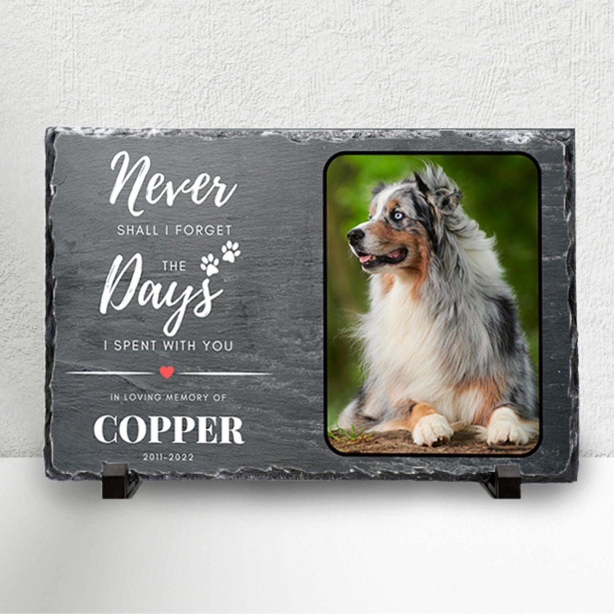 Custom Pet Memorial Slate – Personalised Pet Plaque &amp; Dog Memorial Photo Frame