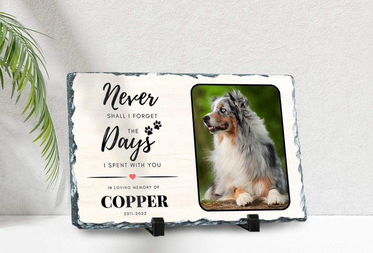 Custom Pet Memorial Slate – Personalised Pet Plaque &amp; Dog Memorial Photo Frame