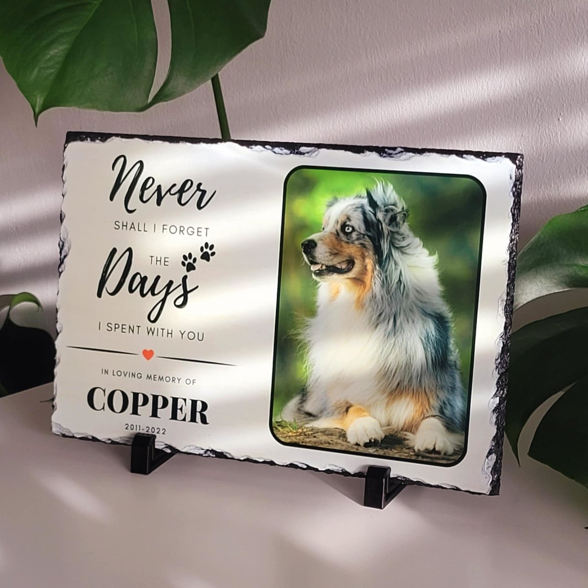 Custom Pet Memorial Slate – Personalised Pet Plaque &amp; Dog Memorial Photo Frame