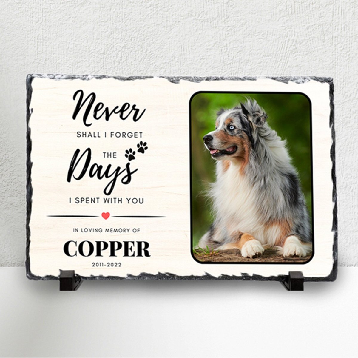 Custom Pet Memorial Slate – Personalised Pet Plaque &amp; Dog Memorial Photo Frame