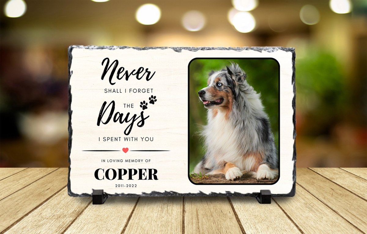 Custom Pet Memorial Slate – Personalised Pet Plaque &amp; Dog Memorial Photo Frame