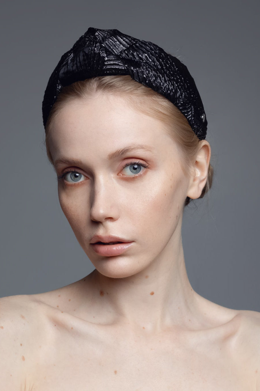 Elegant Top Knot Headband with Silk & Metallic Detail by Eva Oherjus at www.brixbailey.com