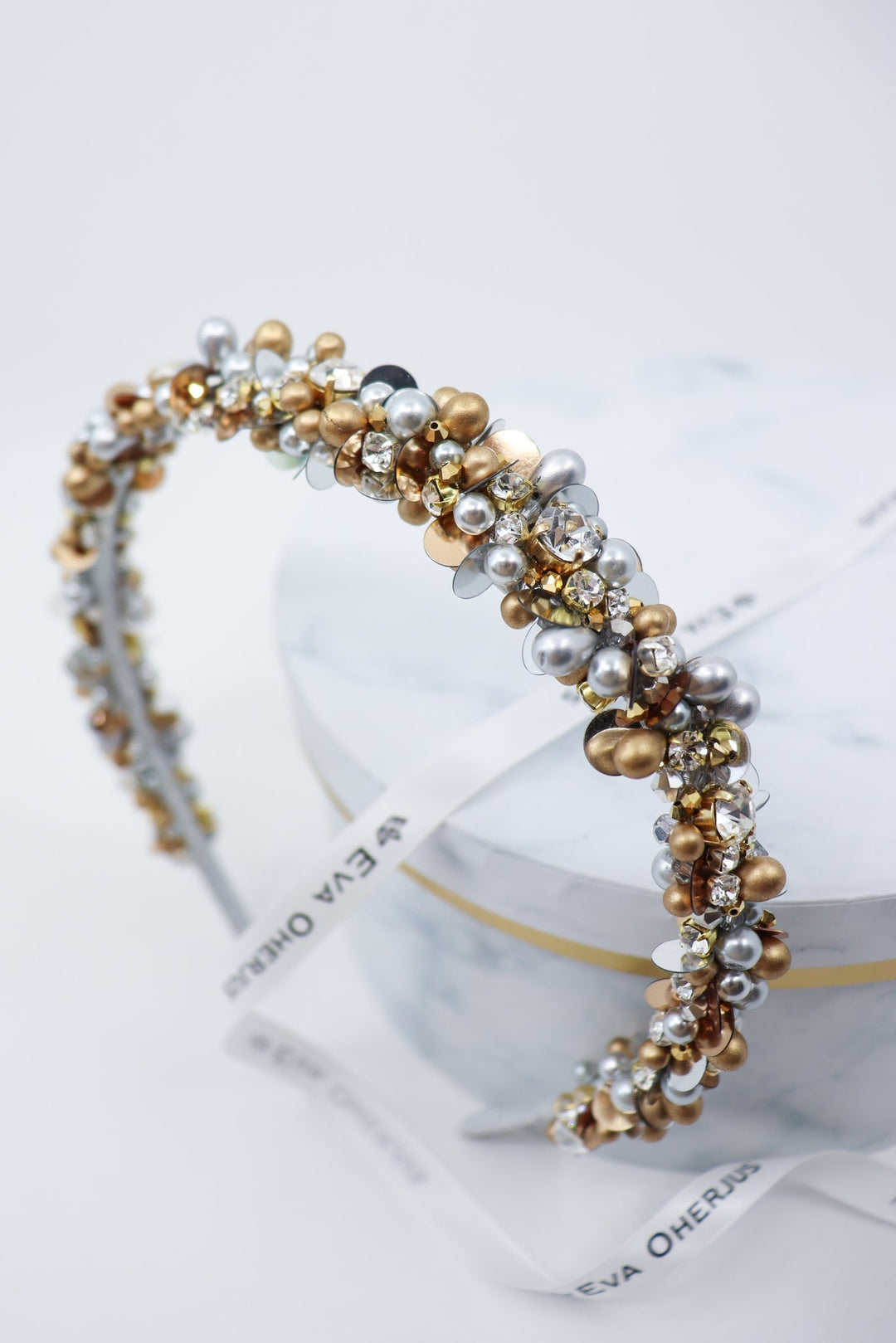 Lena Beaded Thin Headband – Swarovski &amp; Preciosa Elegance by Eva Oherjus at www.brixbailey.com