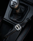 Black And Orange Leather Rally Watch Strap