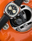 Black And Orange Leather Rally Watch Strap