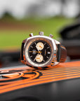 Black And Orange Leather Rally Watch Strap