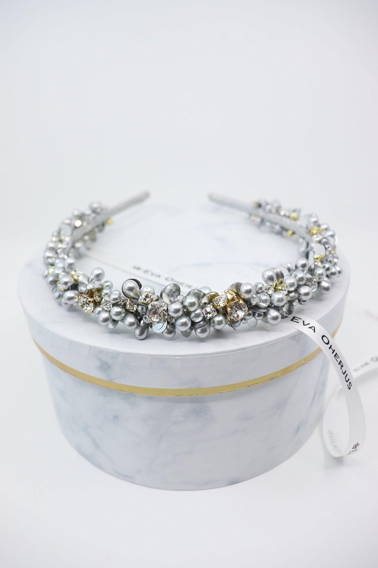Selena Crystal &amp; Pearl Headband – Luxury Silver Hair Accessory by Eva Oherjus at www.brixbailey.com