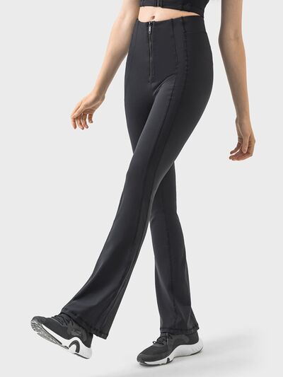 Zipper Detail High Waist Active Pants-1