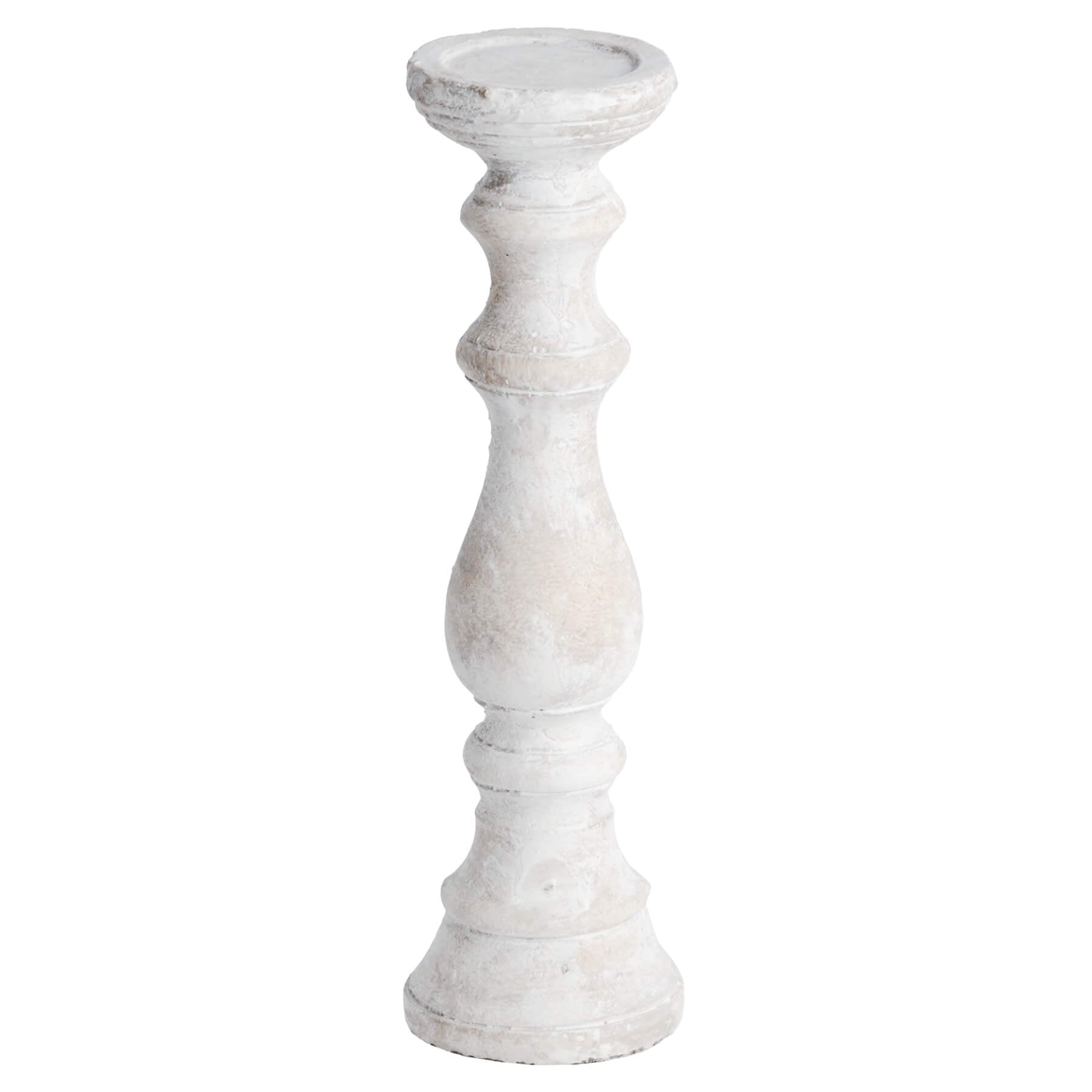 Large White Washed Ceramic Candle Holder