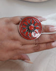 Boho Mandala Statement Rings – Handcrafted Tribal Inlay in Turquoise, Coral & Lapis.