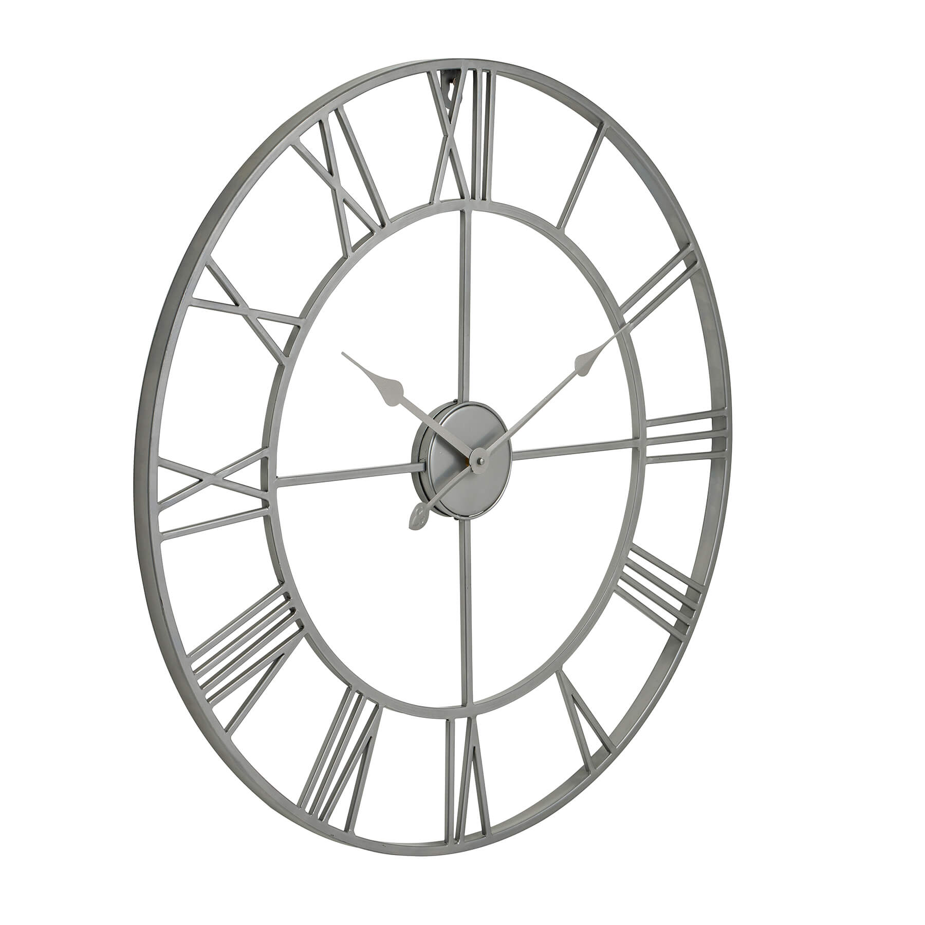 Sleek Silver Skeleton Wall Clock | Modern Statement Piece