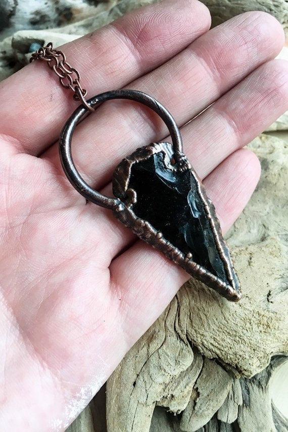 Arrowhead Obsidian Necklace Talisman | Handmade by Blackbird &amp; Sage