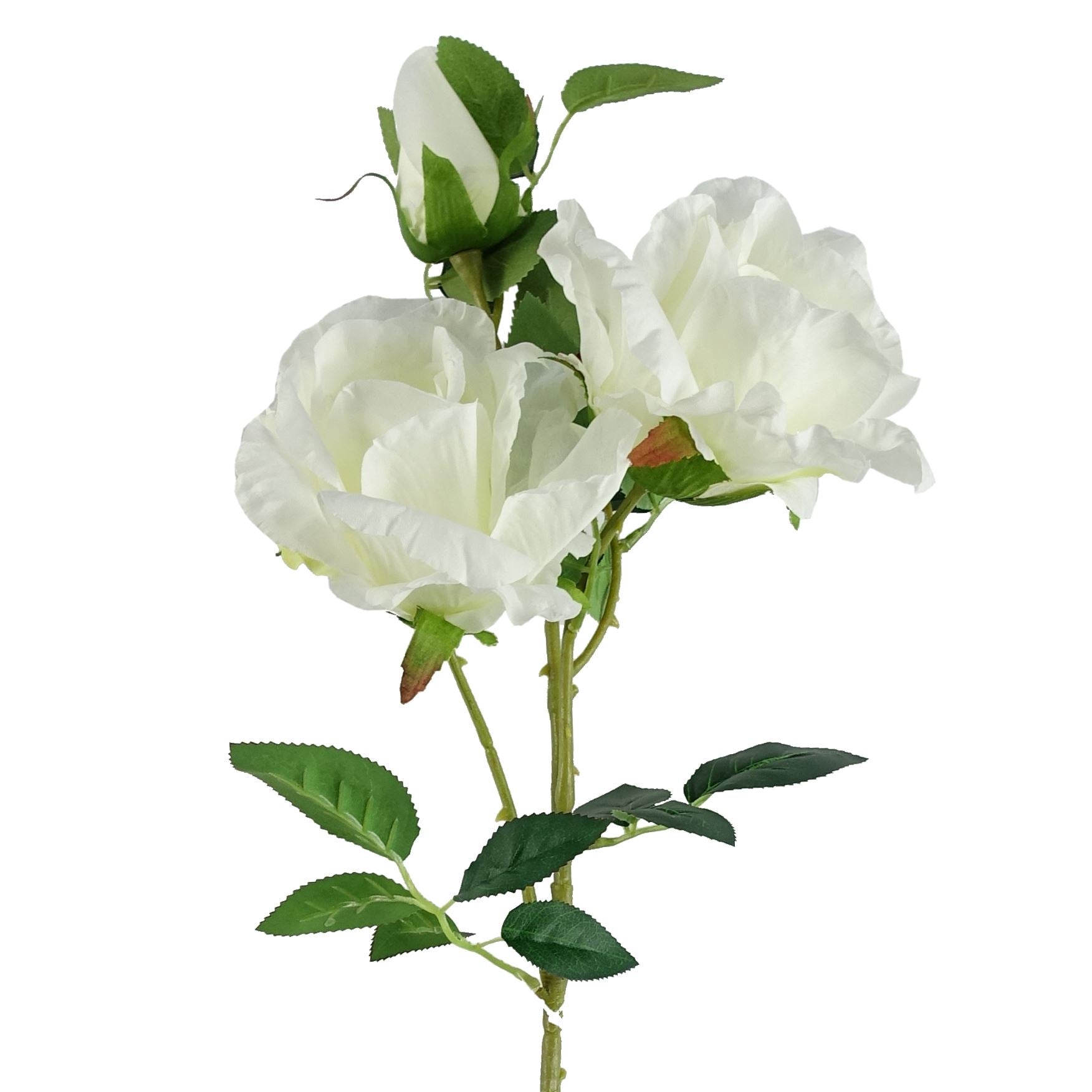 Pack of 6 x Artificial Flowers White Rose Stem - 3 flowers 80cm-4