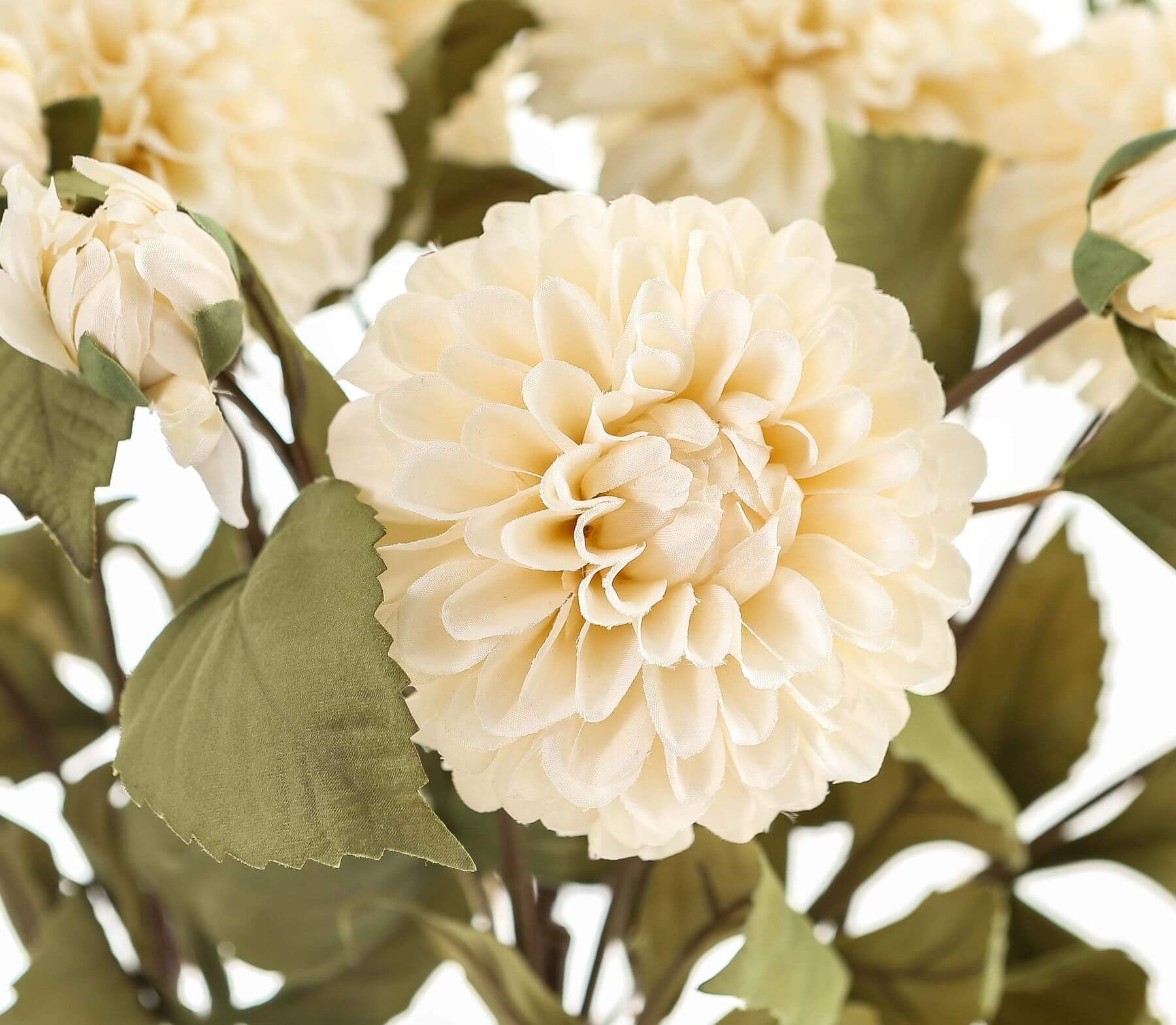 White Dahlia Faux Flower Stem for Home Display