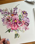 Hand-Painted Watercolour Floral Greeting Card - Mother's Day - Thank You Card