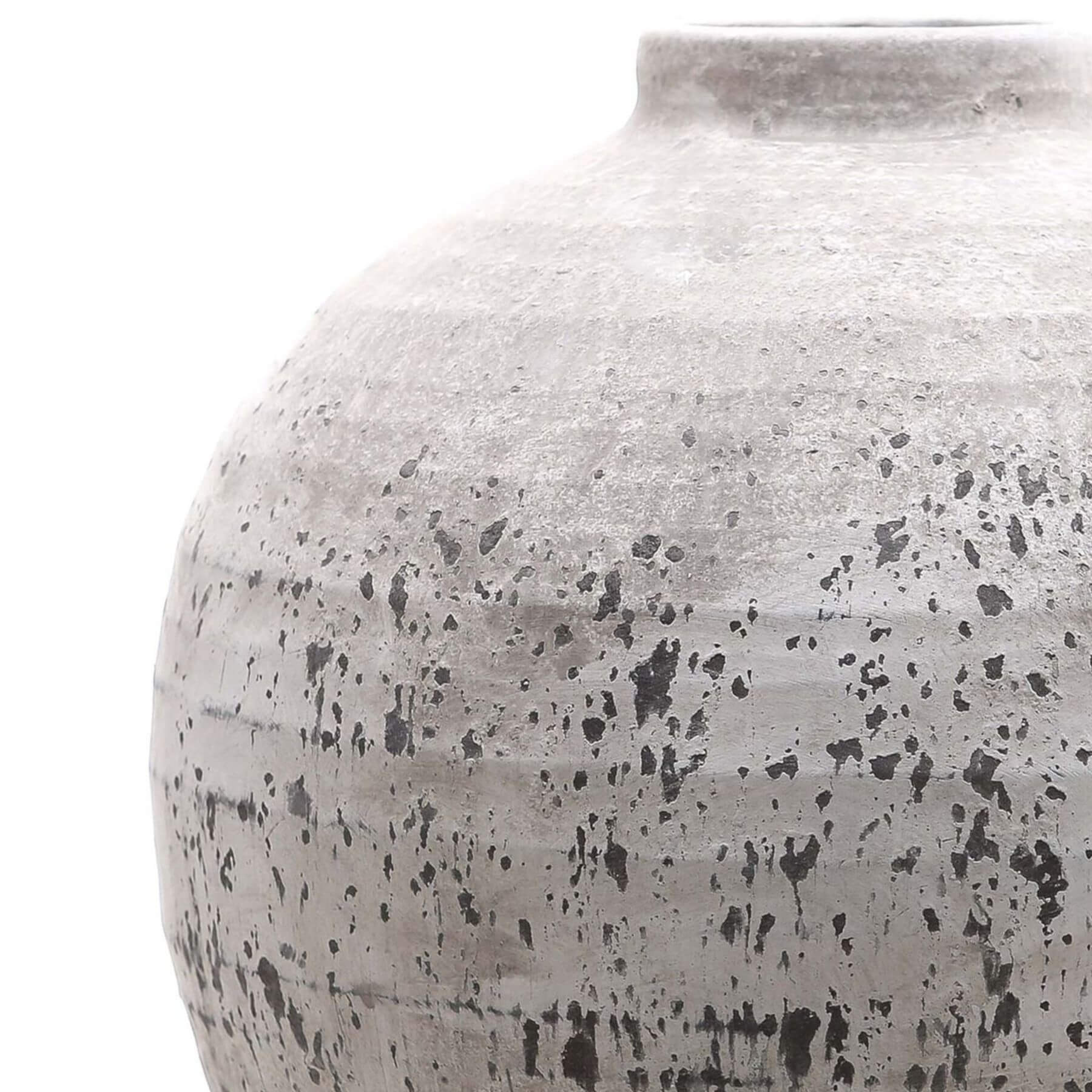 Handcrafted stone ceramic vase with crackled texture, neutral hue, and modern silhouette - 36cm decorative home accent. by sostter at brixbailey.com