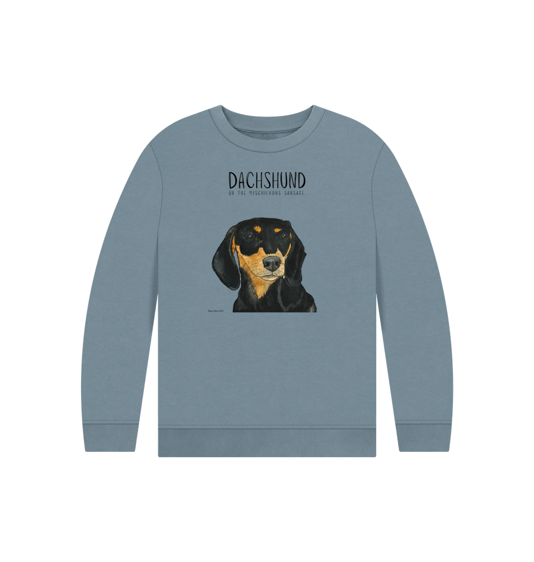 Snuggly Black &amp; Tan Sausage Dog Kids' Sweatshirt – Ethically Made Cuteness!