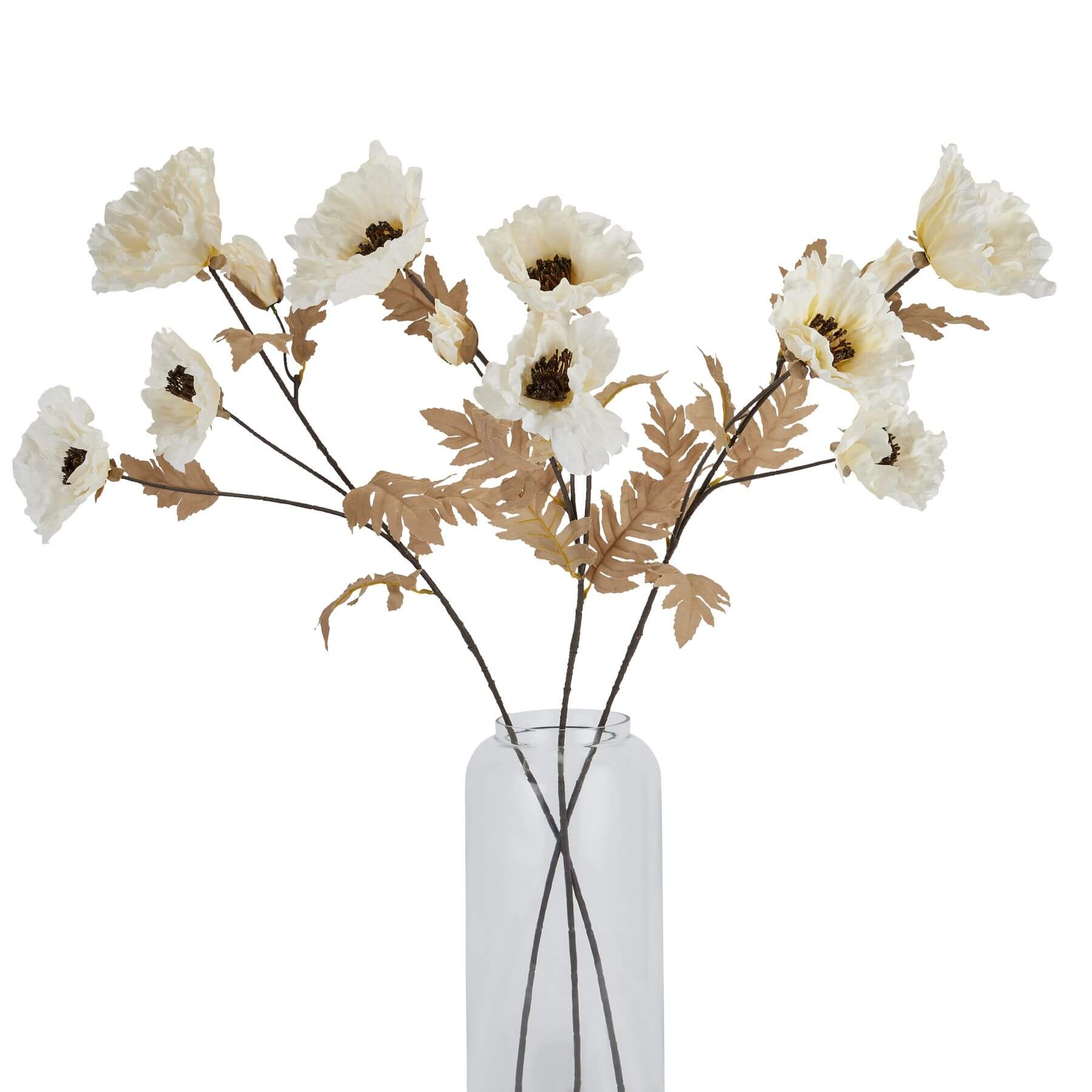 Large White Poppy Stem Floral Decor
