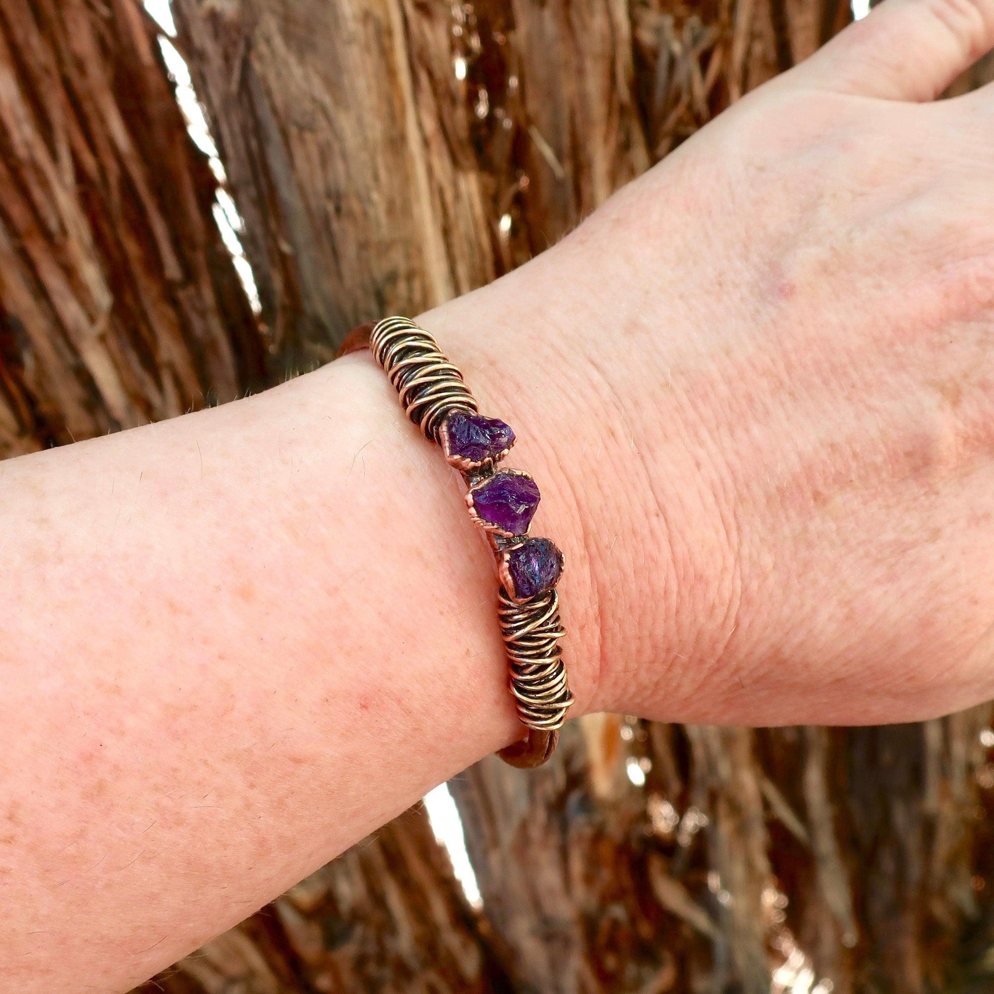 Raw Amethyst Cuff - Electroformed Jewelry | Handmade by Blackbird &amp; Sage