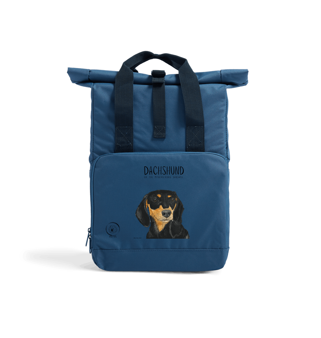 Back &amp; Tan Dachshund Roll-Top Backpack – Small Dog, Big Adventure!