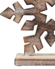 Elegant White Wash Wooden Snowflake Ornament | Festive Decor