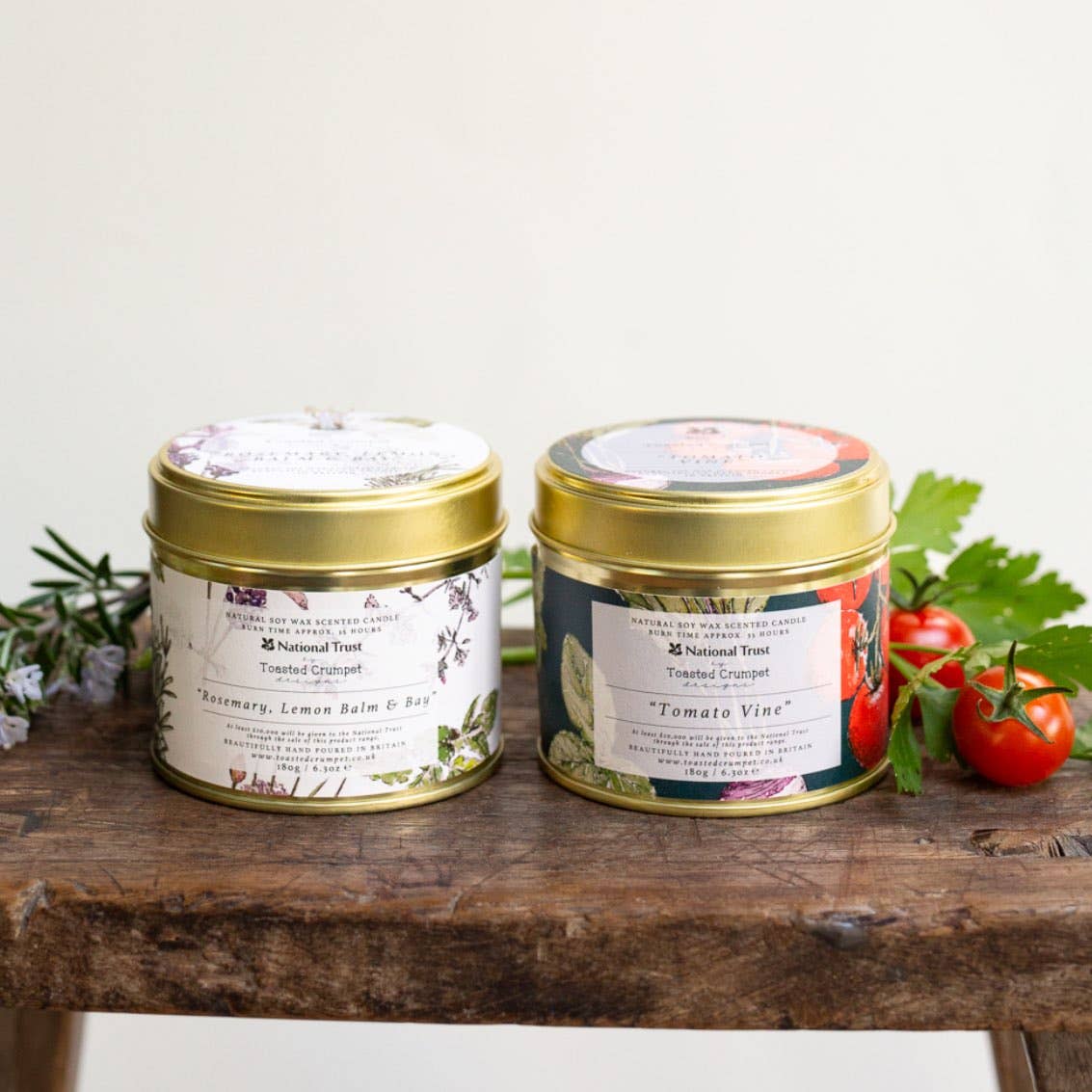 Rosemary, Lemon Balm &amp; Bay Candle in a Matt Gold Tin