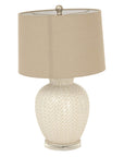 Woven Ceramic Lamp with Linen Shade