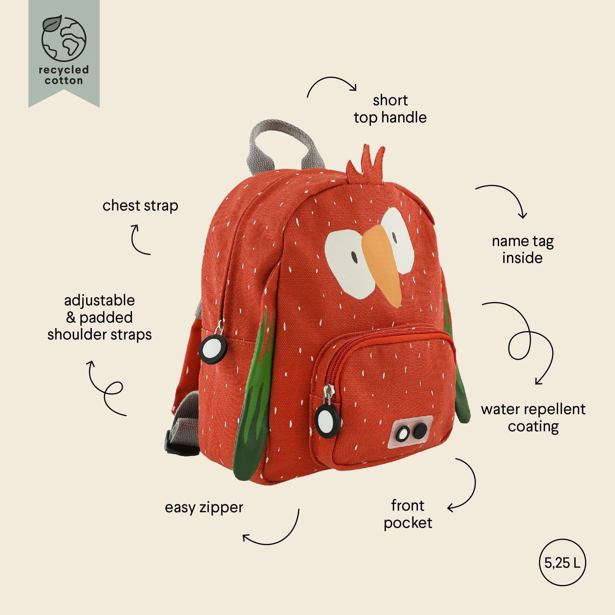 Adventure Ready Kids Backpack Parrot Design