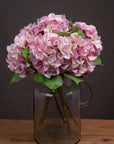 Shabby chic vintage pink artificial hydrangea with lifelike petals, perfect for romantic floral arrangements. by sostter at brixbailey.com