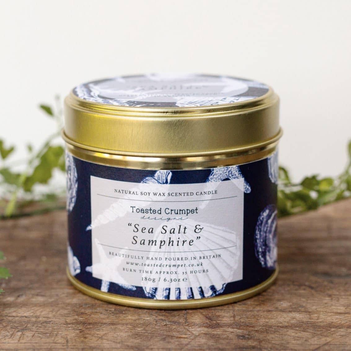 Sea Salt &amp; Samphire Candle in a Matt Gold Tin
