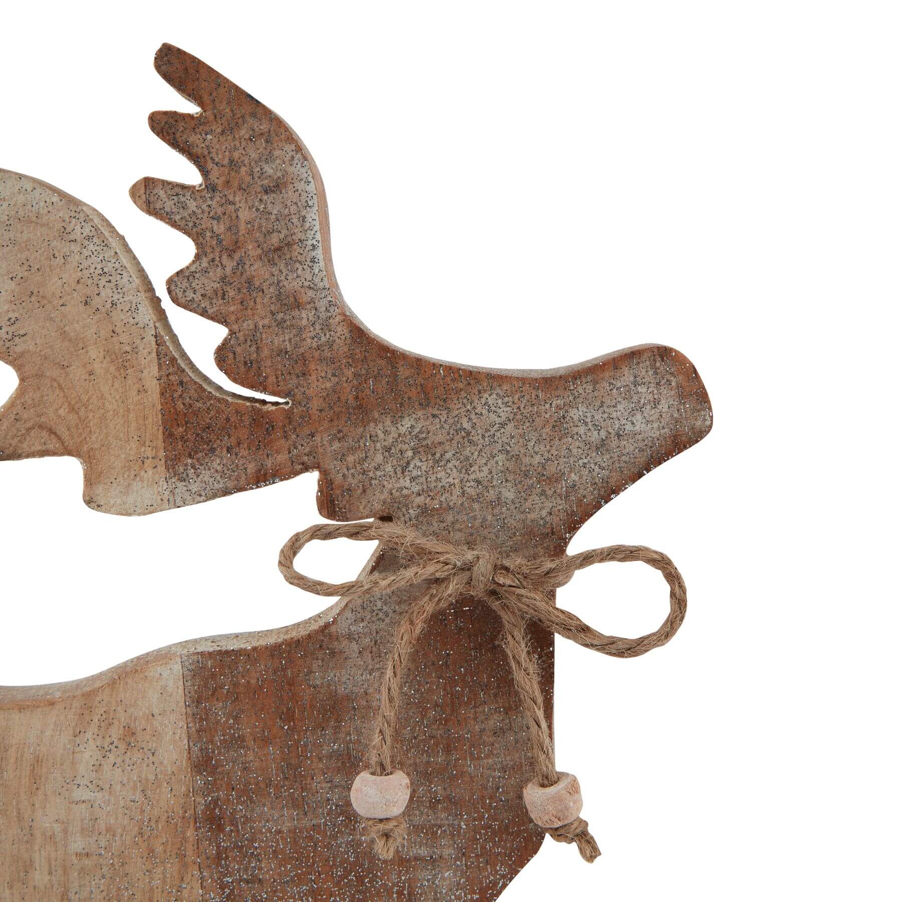 White Washed Wooden Christmas Stag Ornament