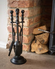 Black Duchess fireplace set with ornate steel detailing, matte finish, and regal design for traditional or modern decor. by Sostter at brixbailey.com